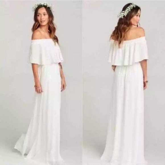 Show Me Your MuMu Off-Shoulder White Chiffon Maxi Dress - Picture 2 of 8
